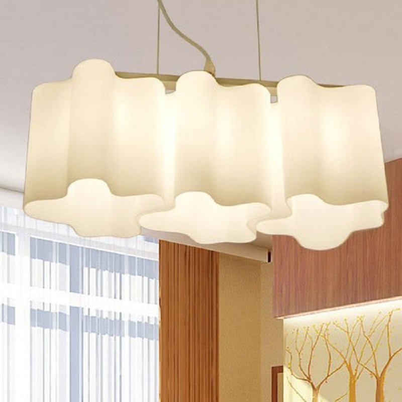 Modern Minimalist Metal in Sliver with Glass Shade 3-Light Pendant Light in White Colour window image