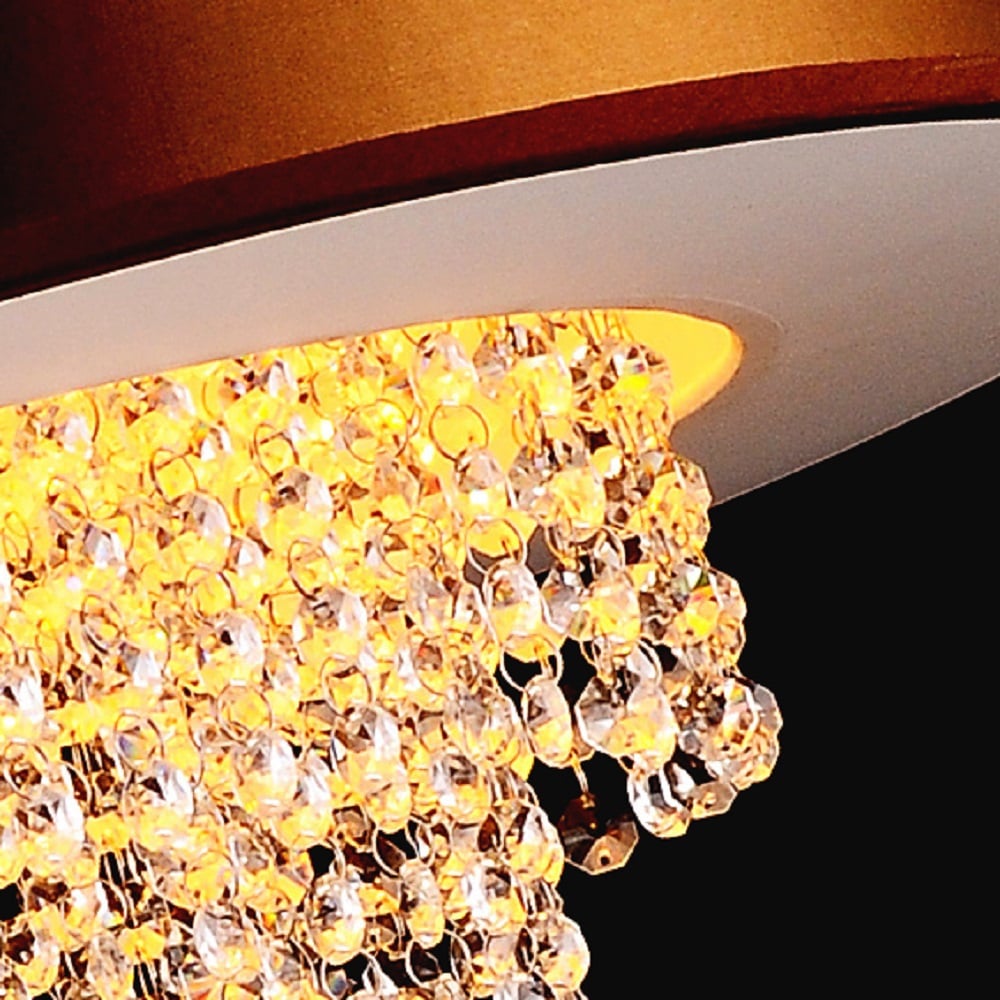 Modern 3-Light Ceiling Hanging Light Pendant Light Fabric Shape in Brown Colour window image