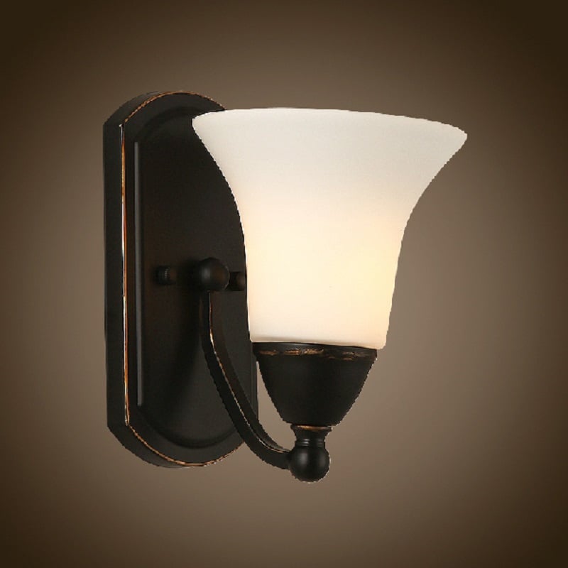 Modern 1-Light Cone Indoor Wall Sconce Metal Glass Shade in White Colour window image