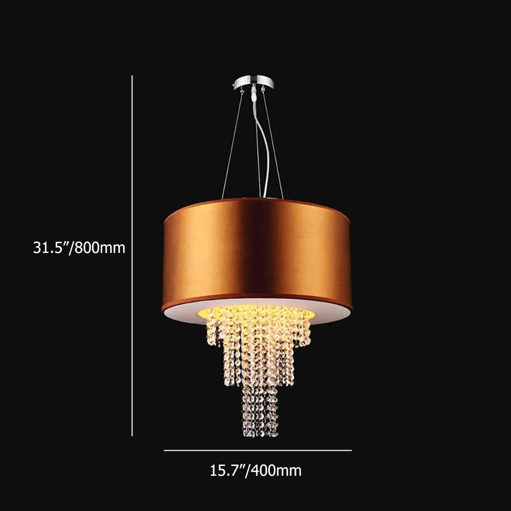 Modern 3-Light Ceiling Hanging Light Pendant Light Fabric Shape in Brown Colour weights dimensions image