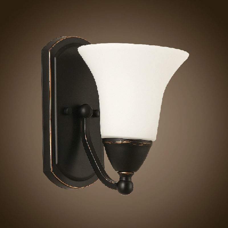 Modern 1-Light Cone Indoor Wall Sconce Metal Glass Shade in White Colour window image