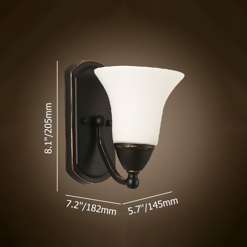 Modern 1-Light Cone Indoor Wall Sconce Metal Glass Shade in White Colour weights dimensions image