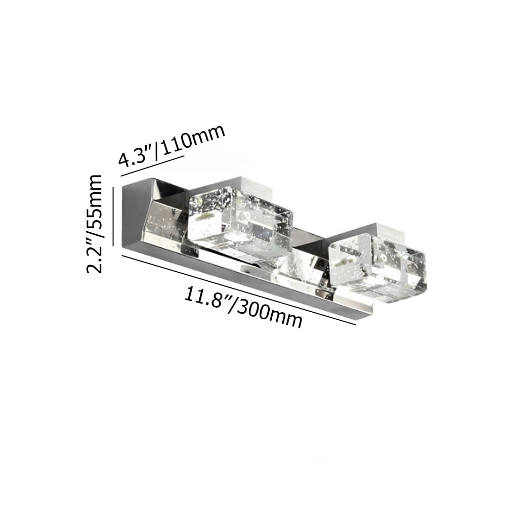 Modern LED Bubble Crystal Clear Block Bath Vanity Light 3-Light Indoor Wall Light weights dimensions image