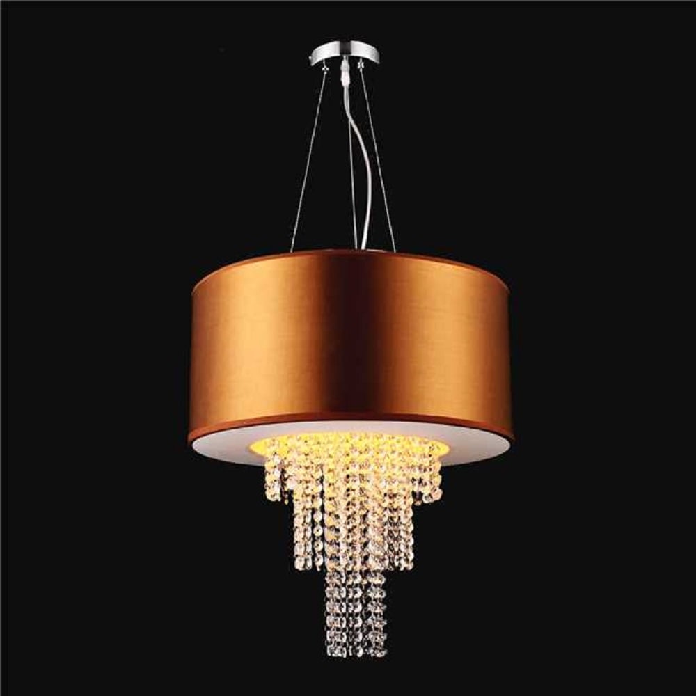 Modern 3-Light Ceiling Hanging Light Pendant Light Fabric Shape in Brown Colour window image