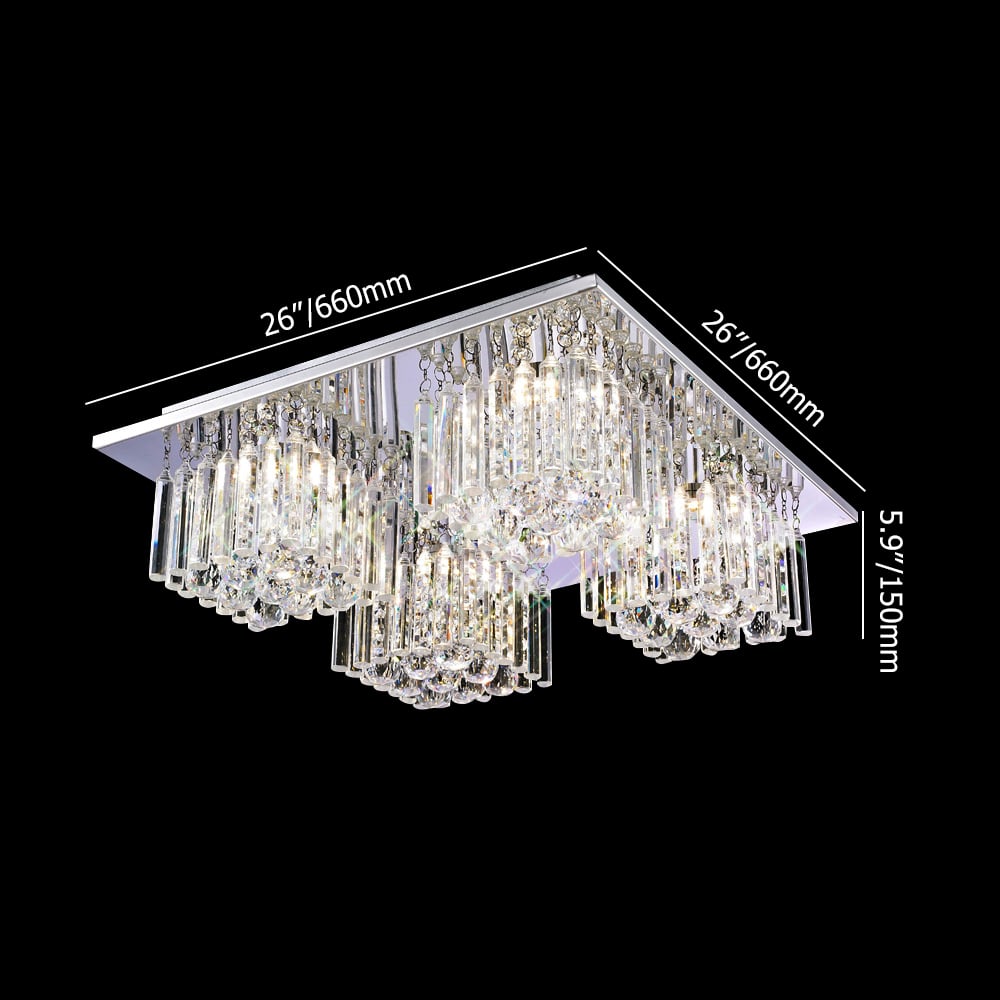 Glam Ceiling Light Metal Chrome Clear Crystal weights dimensions image