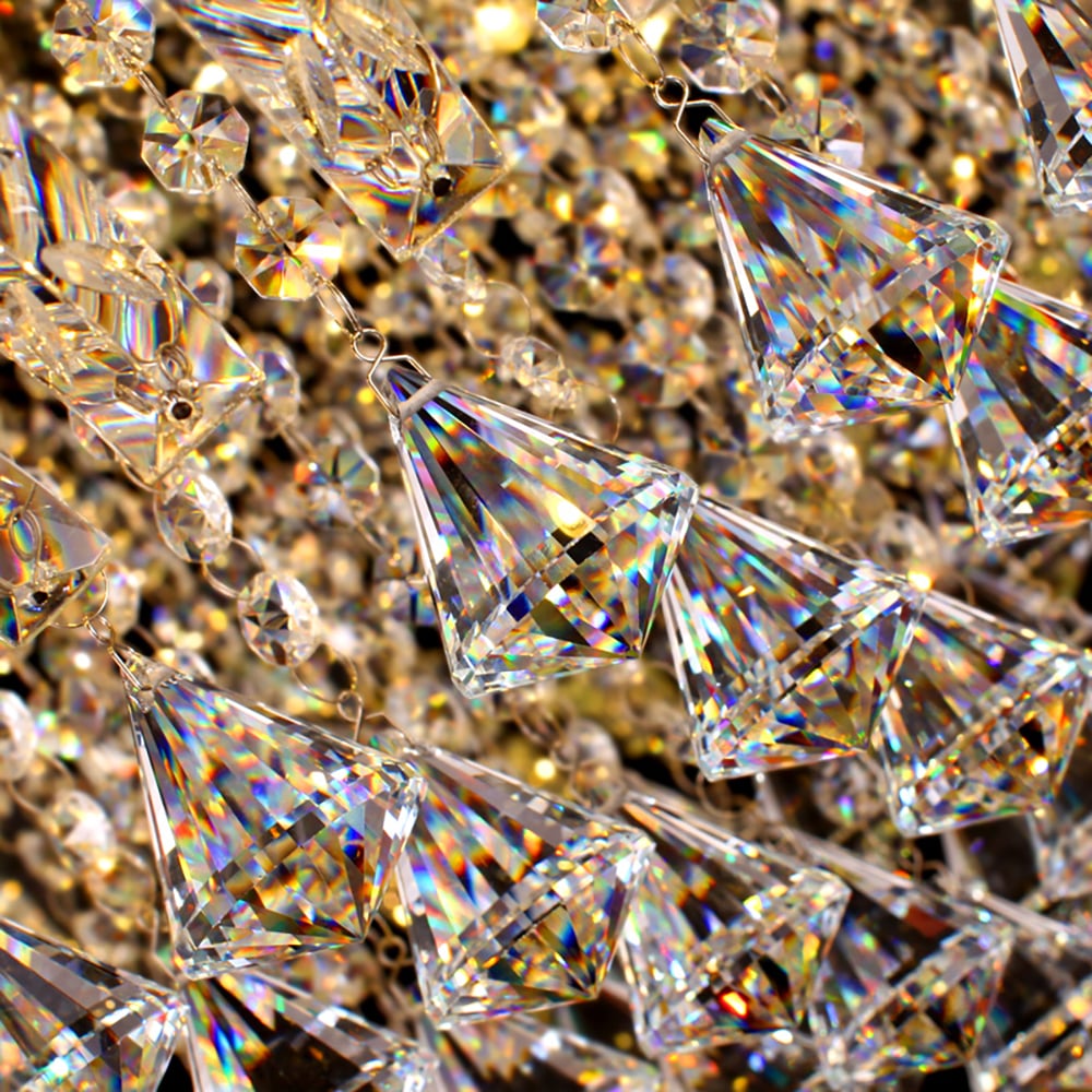 600mm Modern Crystal LED 12-Light Round Flush Mount Raindrop Chandelier in Chrome window image