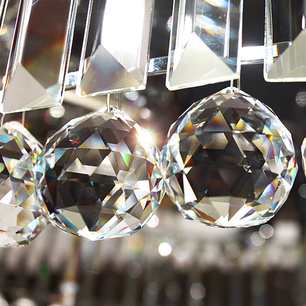 600mm Modern Crystal 9-Light Round Flush Mount Ceiling Light in Chrome for Living Room window image