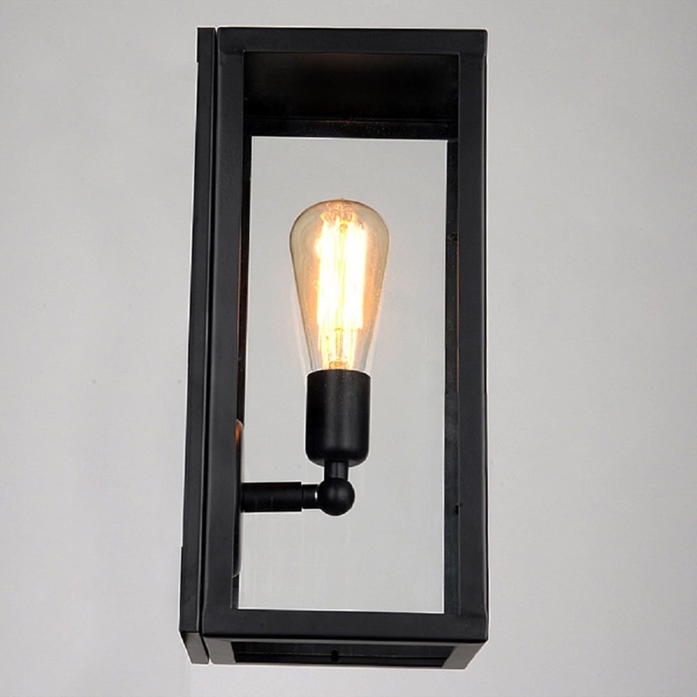 Modern Black Metal 1-Light Rectangular Wall Lamp Indoor Wall Sconce Clear Glass window image
