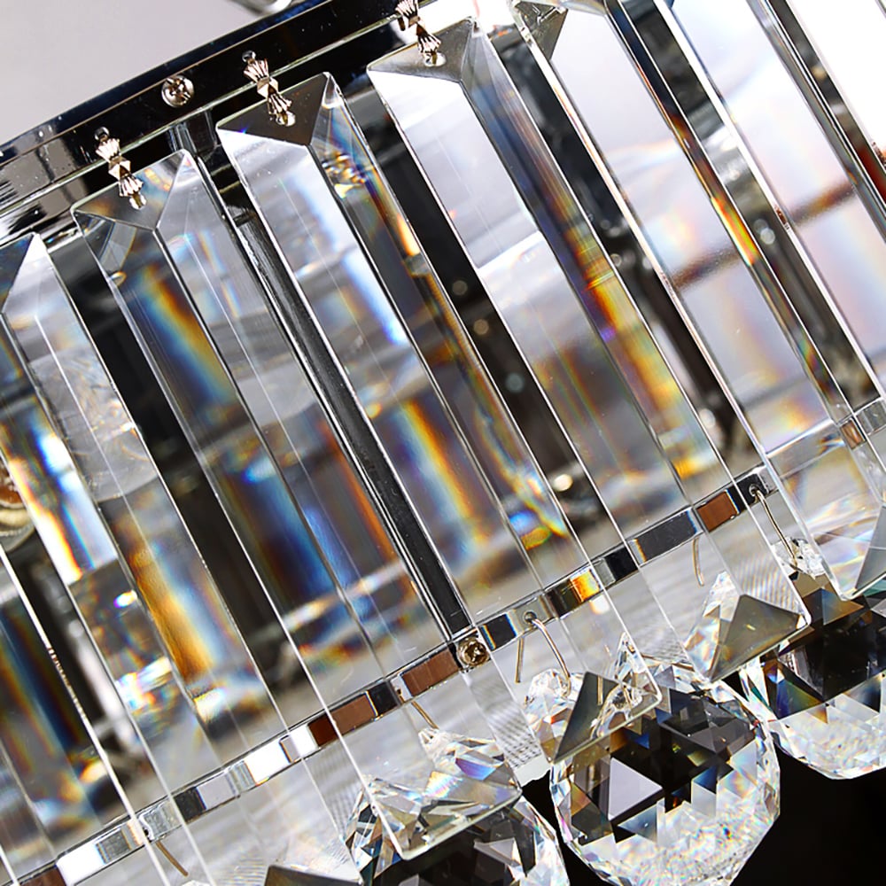 600mm Modern Crystal 9-Light Round Flush Mount Ceiling Light in Chrome for Living Room window image