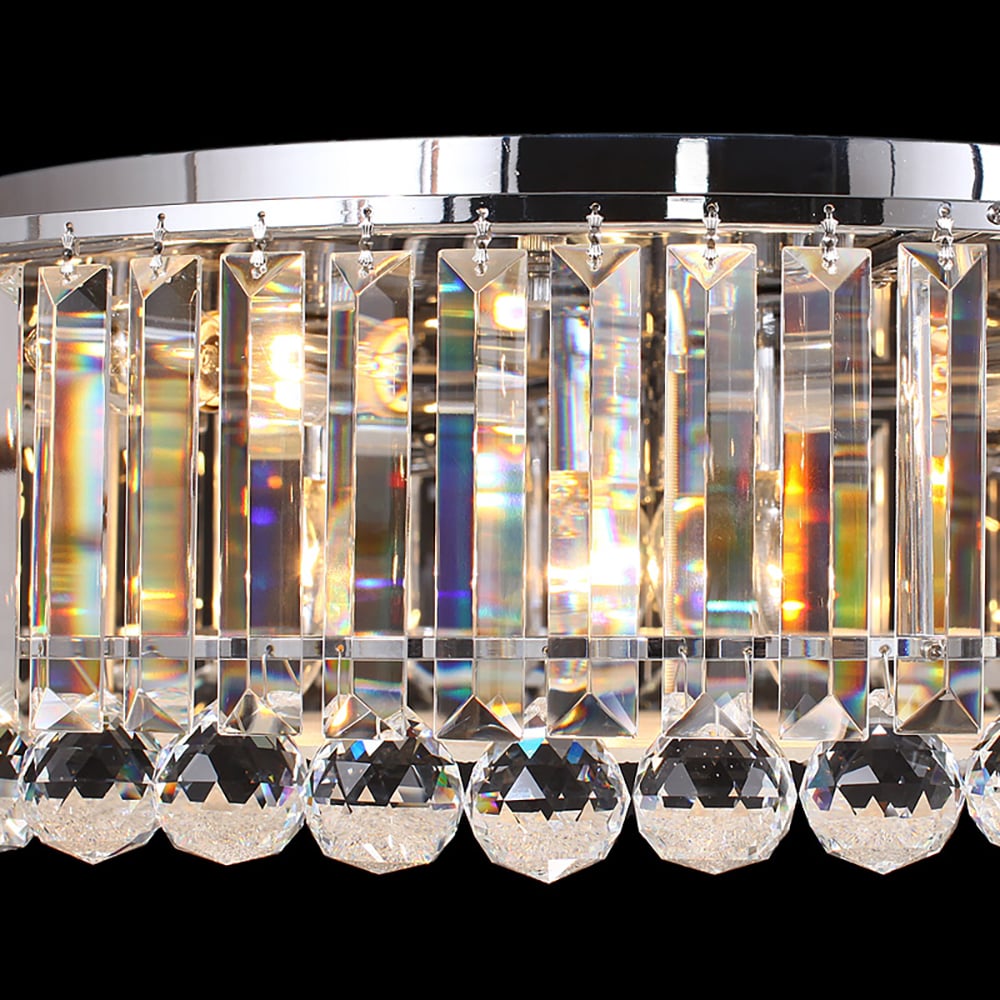 600mm Modern Crystal 9-Light Round Flush Mount Ceiling Light in Chrome for Living Room window image
