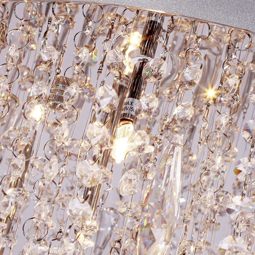 Glam Ceiling Light Chrome Metal Clear Crystal window image