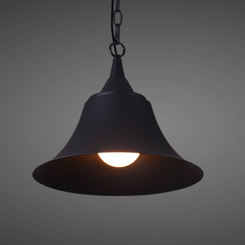 Lampe suspendue industrielle E27 à tête unique en noir pour restaurant, bar, café, salle à manger image de fenêtre