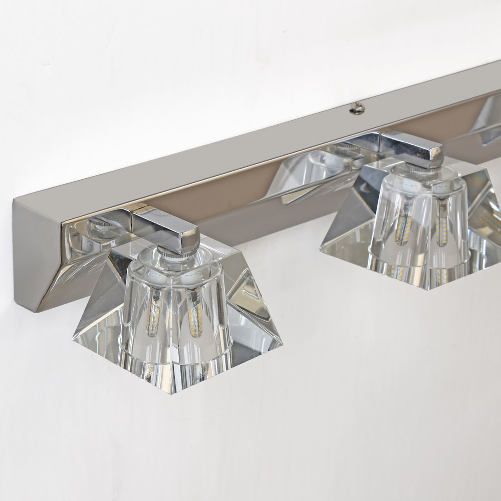 Glam Clear Crystal Chrome Metal LED Bathroom light window image