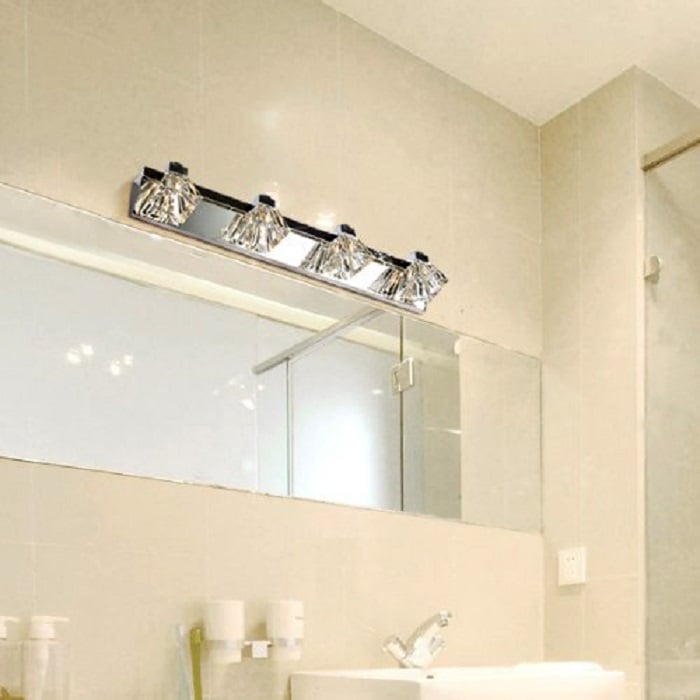 Glam Clear Crystal Chrome Metal LED Bathroom light window image