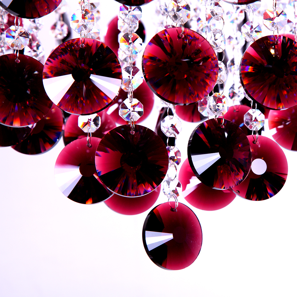 Glam Metal & Crystal Ceiling Light in Wine Red window image