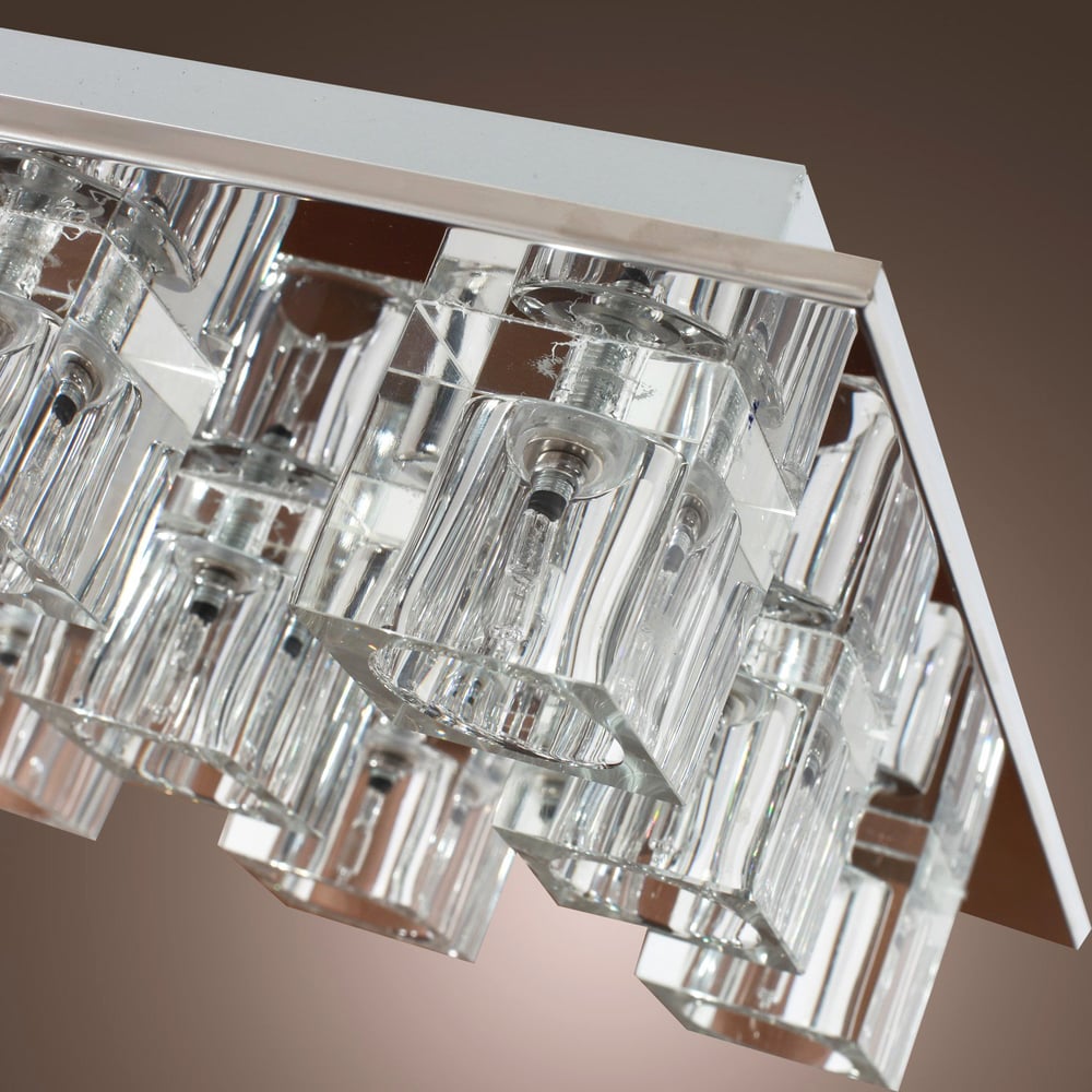 300mm Modern Crystal 9-Light Square Flush Mount Ceiling Light in Chrome for Living Room window image