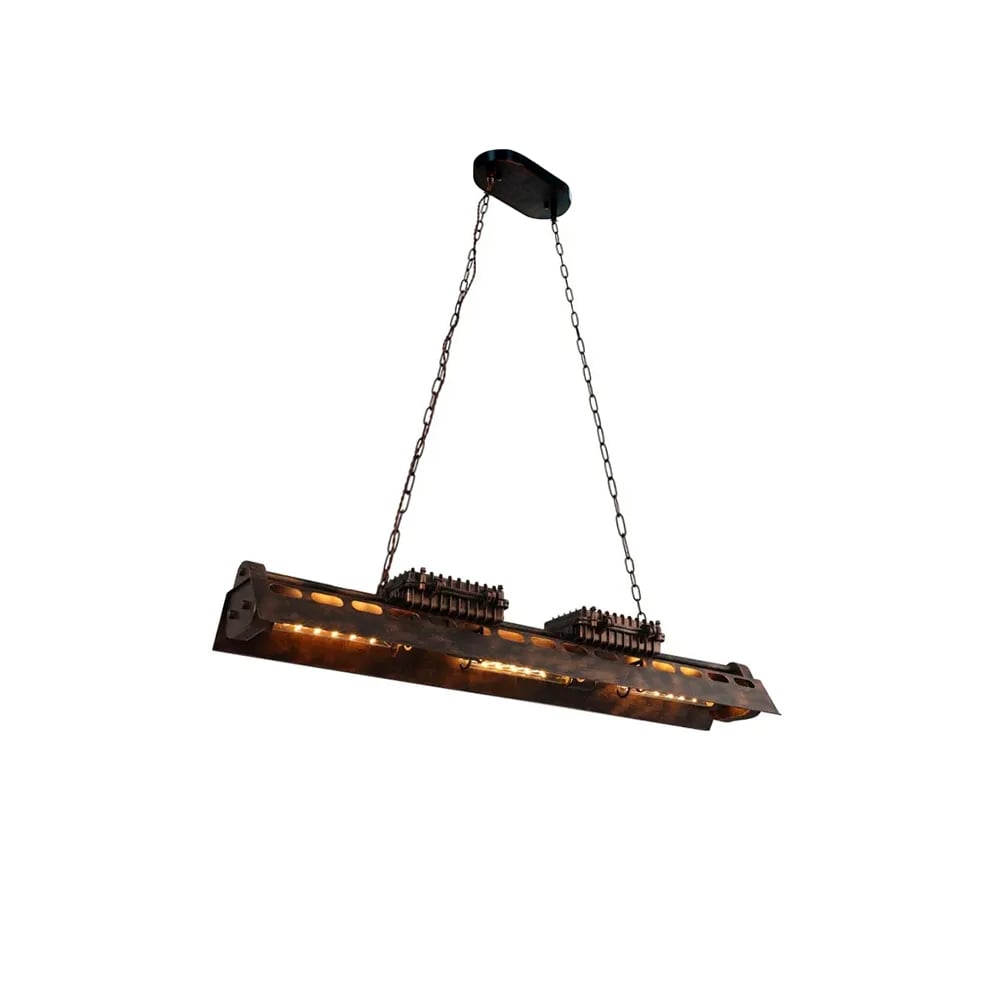 Industrial Loft Linear Pendant Light Vintage Pool Light Fixture Rust 6-Light Pendant Light window image