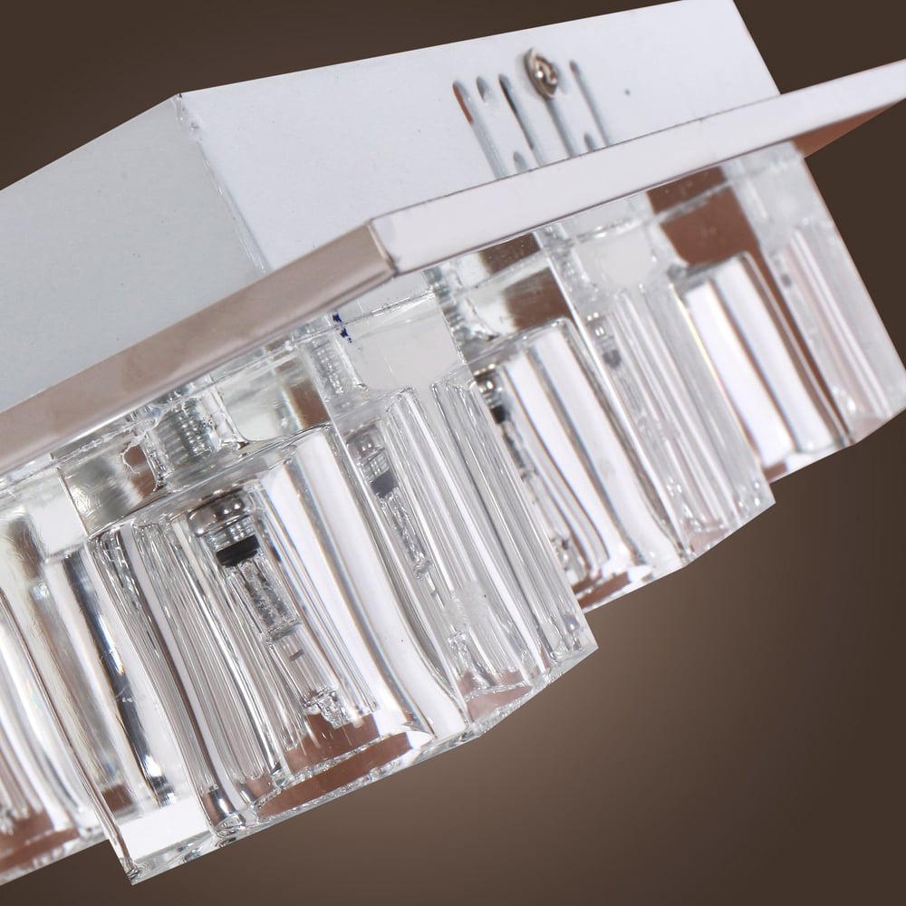 300mm Modern Crystal 9-Light Square Flush Mount Ceiling Light in Chrome for Living Room window image