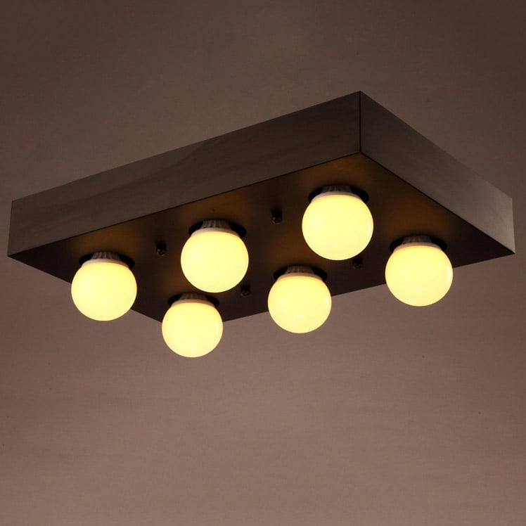 Rustic 6-Light Metal Hardwired Ceiling Light in Black window image