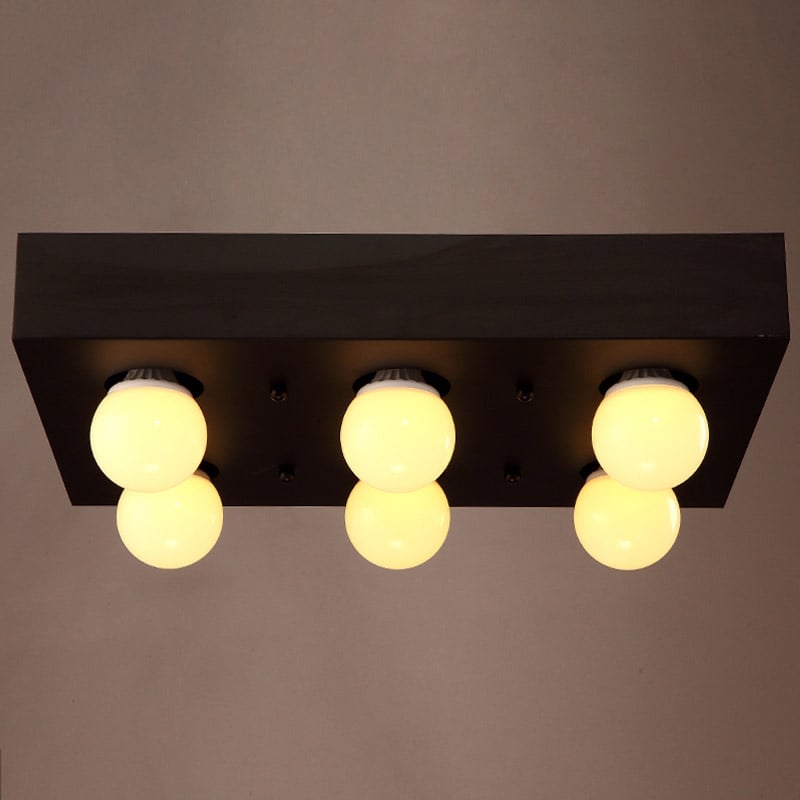 Rustic 6-Light Metal Hardwired Ceiling Light in Black window image
