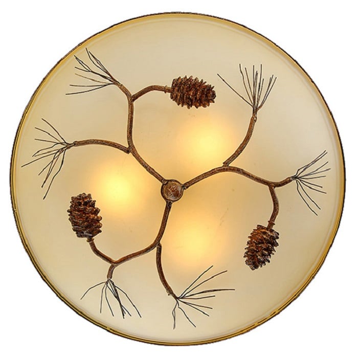 1-Light Resin Metal Glass Ceiling Light in Amber window image