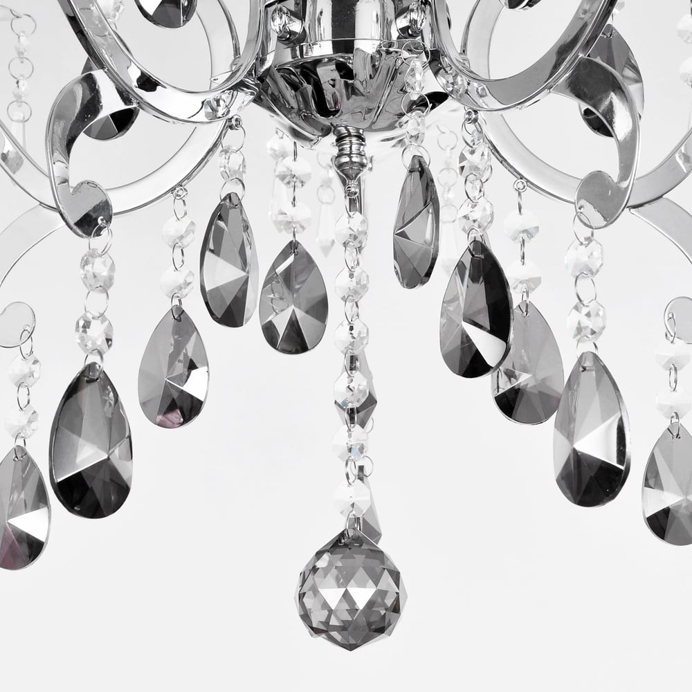 5-Light Smokey Grey Crystal & Chrome Chandeliers Ceiling Lighting with Chain window image