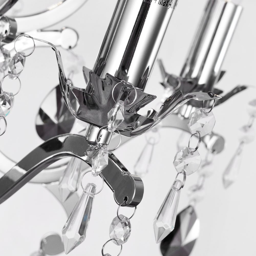 5-Light Smokey Grey Crystal & Chrome Chandeliers Ceiling Lighting with Chain window image