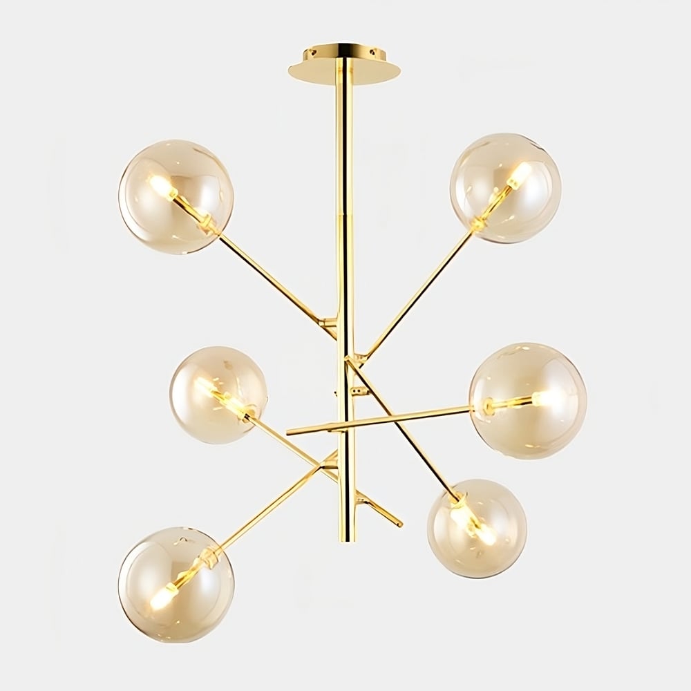 6-Light Sputnik Chandelier Glass Shade Ceiling Light Bulbs Included window image