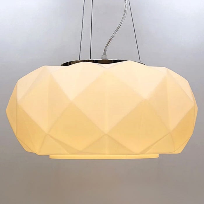 Chrome Plated White Lantern Pendant Light window image