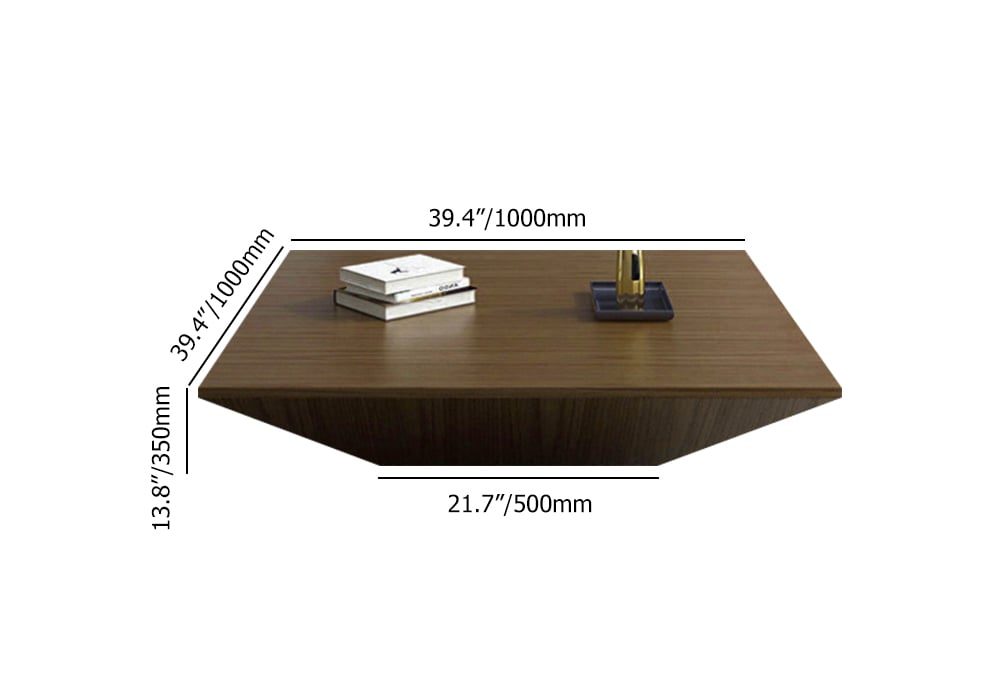 Modern Wood Walnut Coffee Table with Storage Square Coffee Table with 1-Drawer weights dimensions image