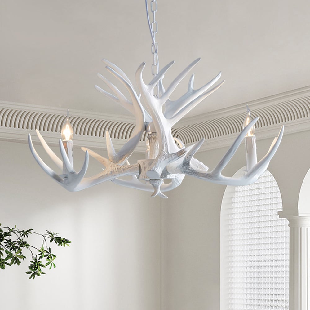 Deer Antler Chandelier 3 Lights, Faux Antler Chandelier Large Antler Chandelier Lighting window image