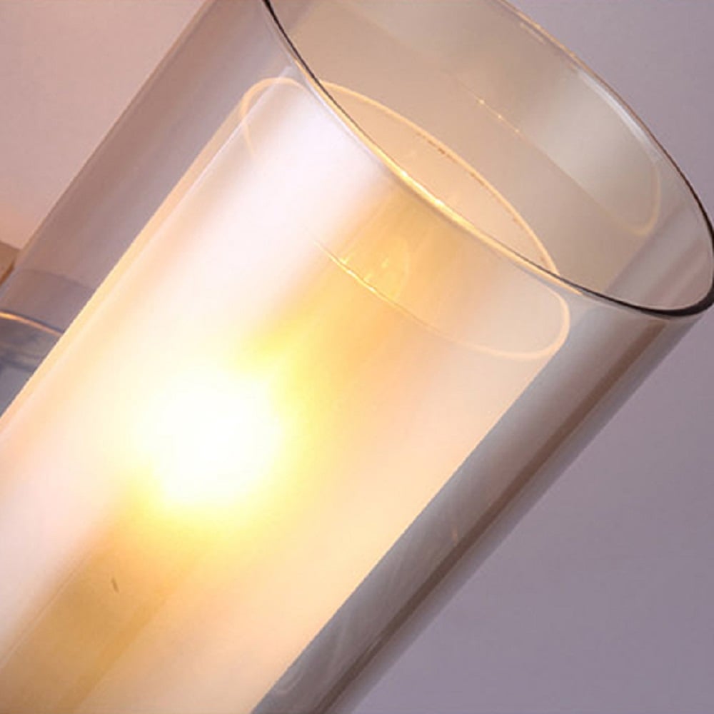 Modern Stainless Steel 2-Light Cylinder Shape Wall Lamp Indoor Wall Sconce Glass Shape window image