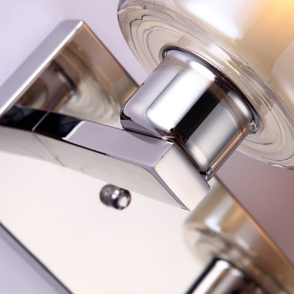 Modern Stainless Steel 2-Light Cylinder Shape Wall Lamp Indoor Wall Sconce Glass Shape window image