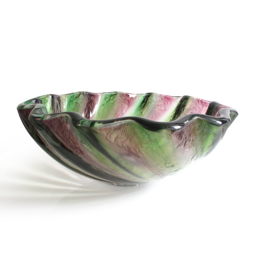 Vessel Multi-Color Shell Shaped Tempered Glass Bowl Bathroom Wash Sink  window image