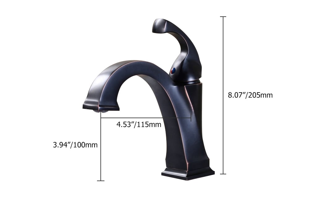Single Hole Single Handle Solid Brass Bathroom Sink Faucet in  Antique Black Finish weights dimensions image
