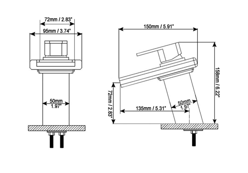 Modern Single Handle One Hole Bathroom Sink Faucet Solid Brass in Chrome Finish weights dimensions image