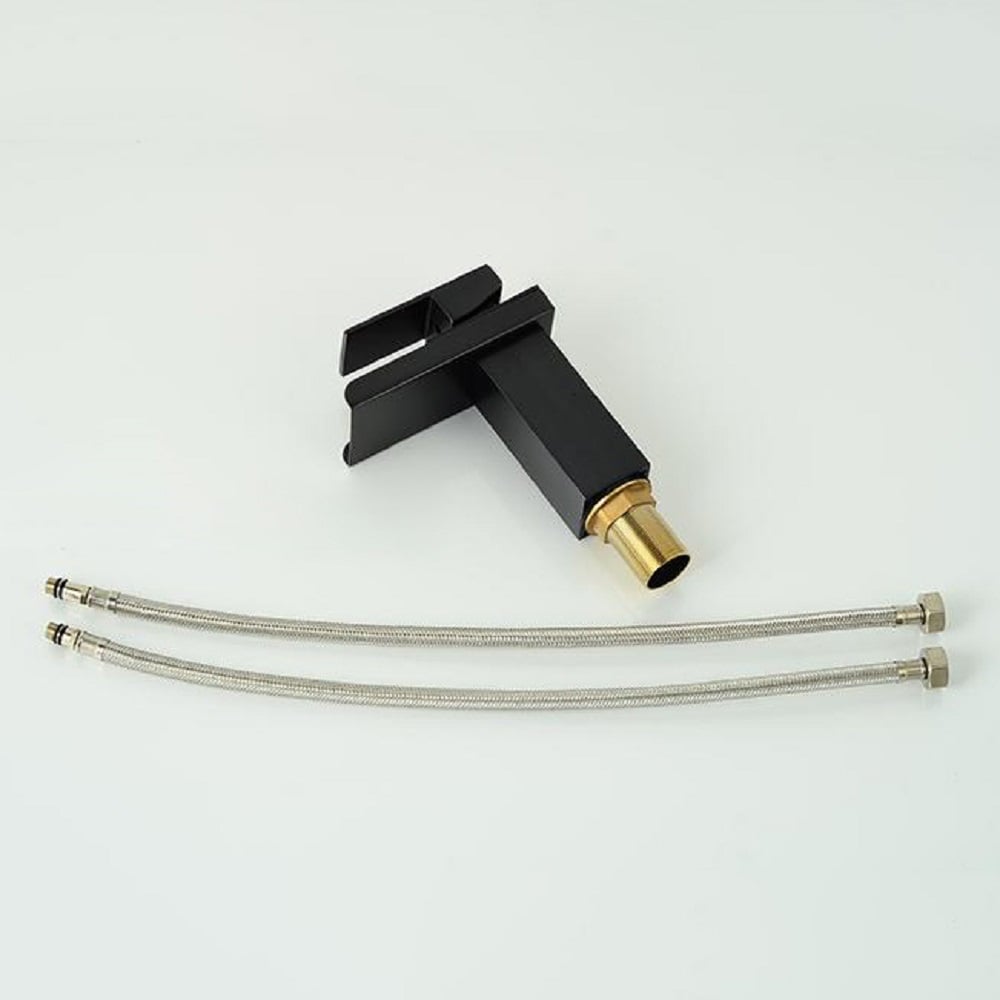 Modern Single Handle One Hole Bathroom Sink Faucet Solid Brass in Antique Black Finish window image