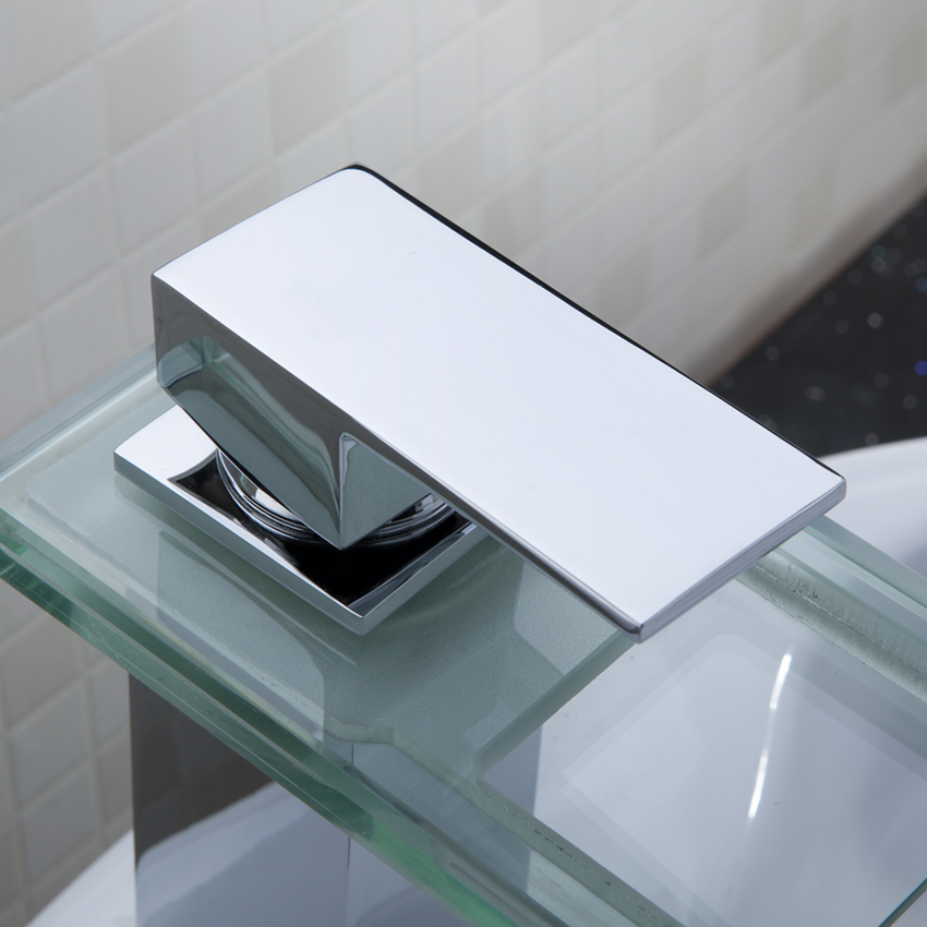 Modern Single Handle One Hole Bathroom Sink Faucet Solid Brass in Chrome Finish window image