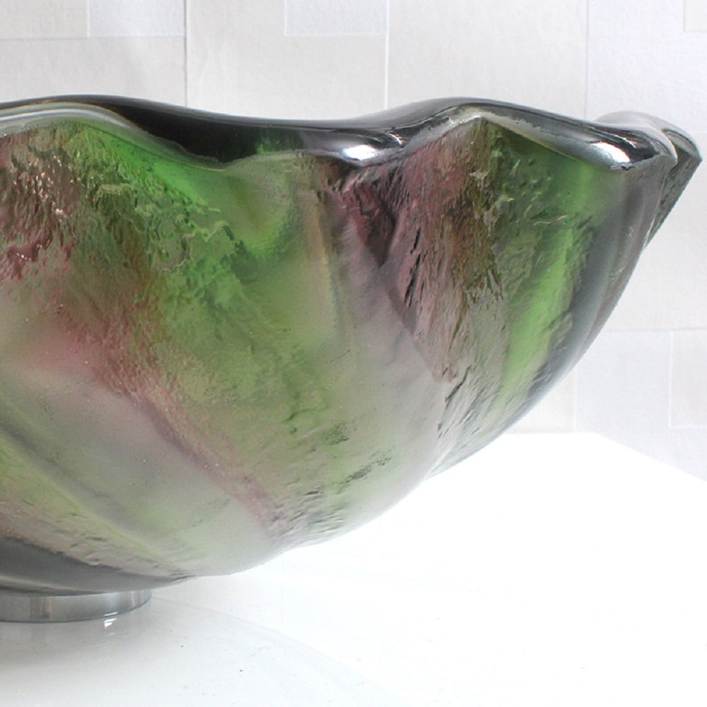Vessel Multi-Color Shell Shaped Tempered Glass Bowl Bathroom Wash Sink  window image