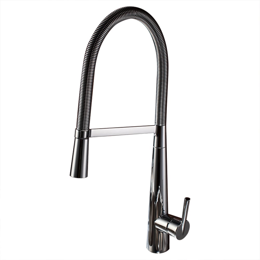 High-Arc Single Handle 1-Hole Solid Brass Pull-out Spray Kitchen Faucet in Chrome Finish window image