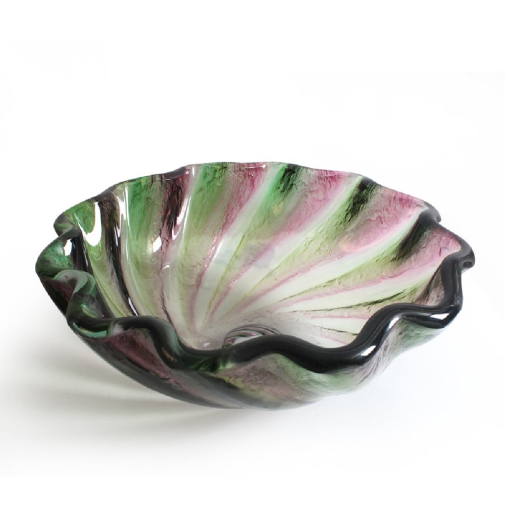 Vessel Multi-Color Shell Shaped Tempered Glass Bowl Bathroom Wash Sink  window image