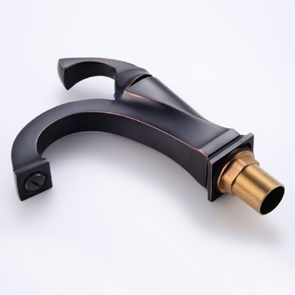 Single Hole Single Handle Solid Brass Bathroom Sink Faucet in  Antique Black Finish window image