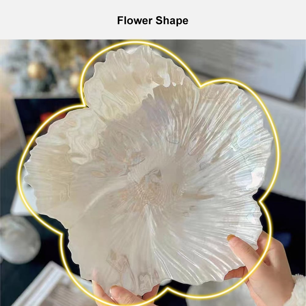 Set of 3 Flower Shape Glass Decorative Bowls Fruit Plates in White