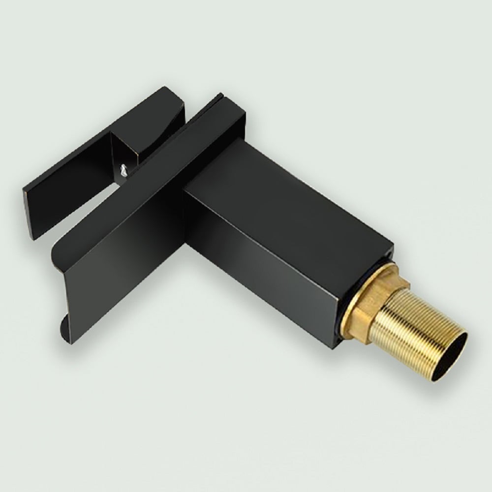 Modern Single Handle One Hole Bathroom Sink Faucet Solid Brass in Antique Black Finish window image