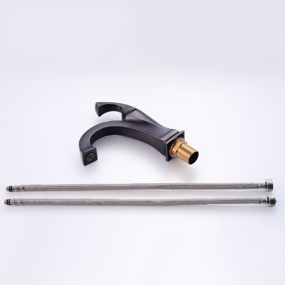 Single Hole Single Handle Solid Brass Bathroom Sink Faucet in  Antique Black Finish window image