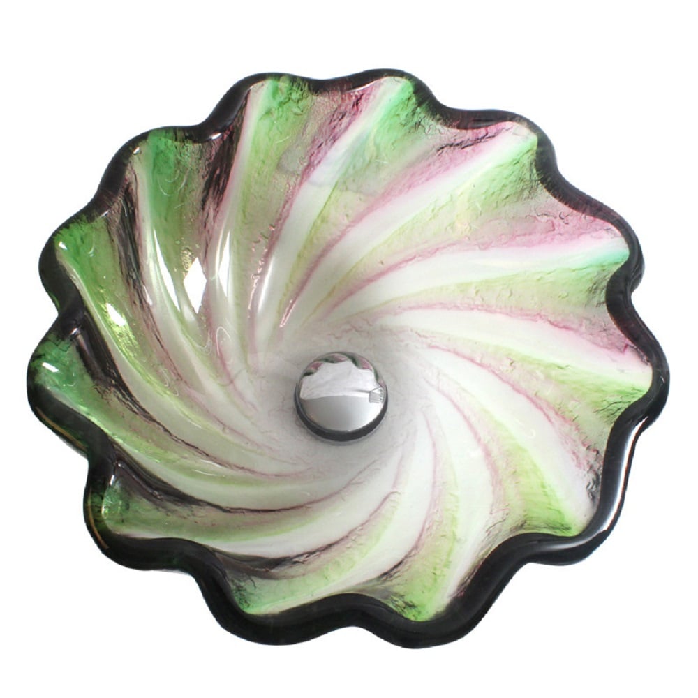 Vessel Multi-Color Shell Shaped Tempered Glass Bowl Bathroom Wash Sink  window image
