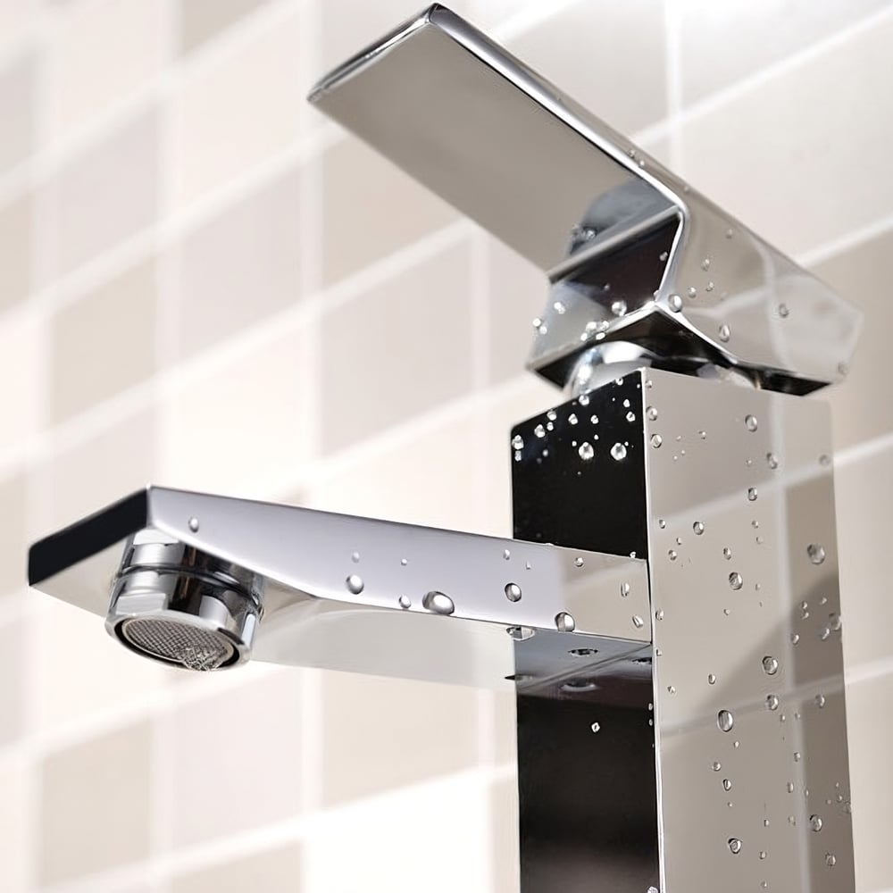 Modern Brass One-Hole Single Handle Bathroom Sink Faucet in Chrome window image