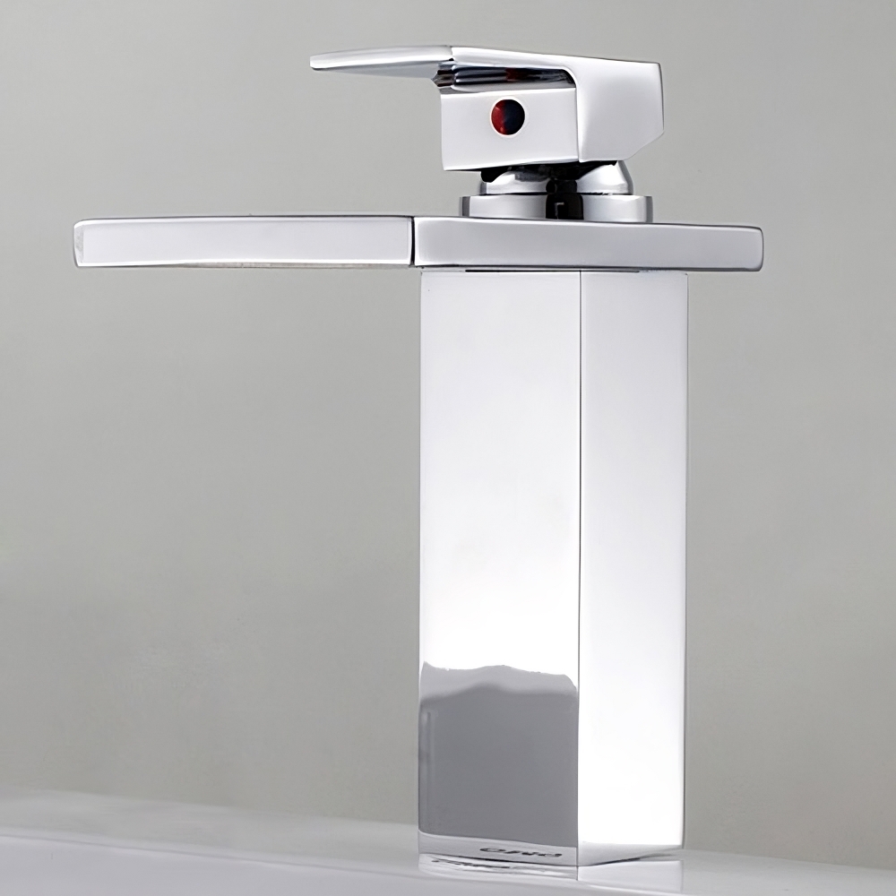 Modern Brass One-Hole Single Handle Bathroom Sink Faucet with Chrome window image