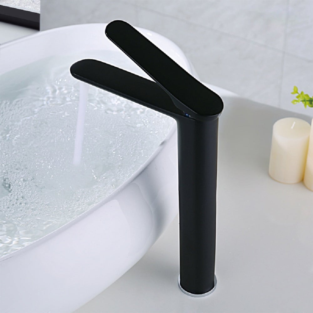 Simple and Modern Design Single Hole Bathroom Single Handle Sink Faucet in Black window image