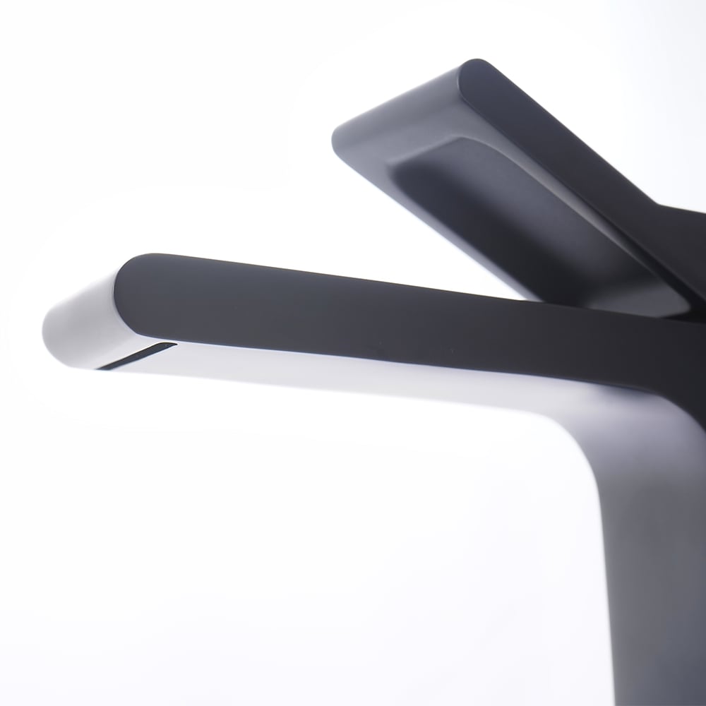 Modern Single Handle One Hole Waterfall Bathroom Sink Faucet Solid Brass in Black window image